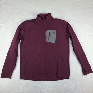 Eddie Bauer Sweater Men XLT XL Tall Burgundy Red Fleece Quarter Zip First Ascent